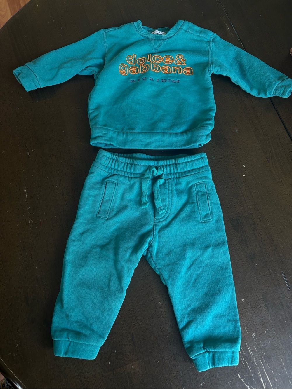 Dolce & Gabbana Teal Kids Sweatshirt and Joggers Set 6-9 month